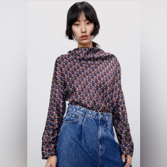 Zara Tops - Zara Silky Draped Blouse